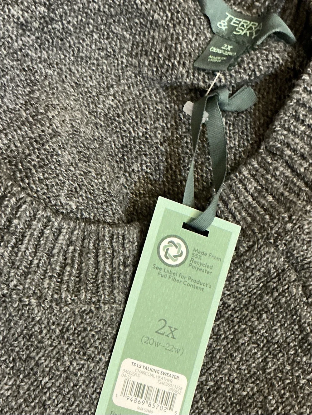 Terra Sky Gray Cheers Talking Sweater Silver Eyelash Plus 2X 20W-22W NWT